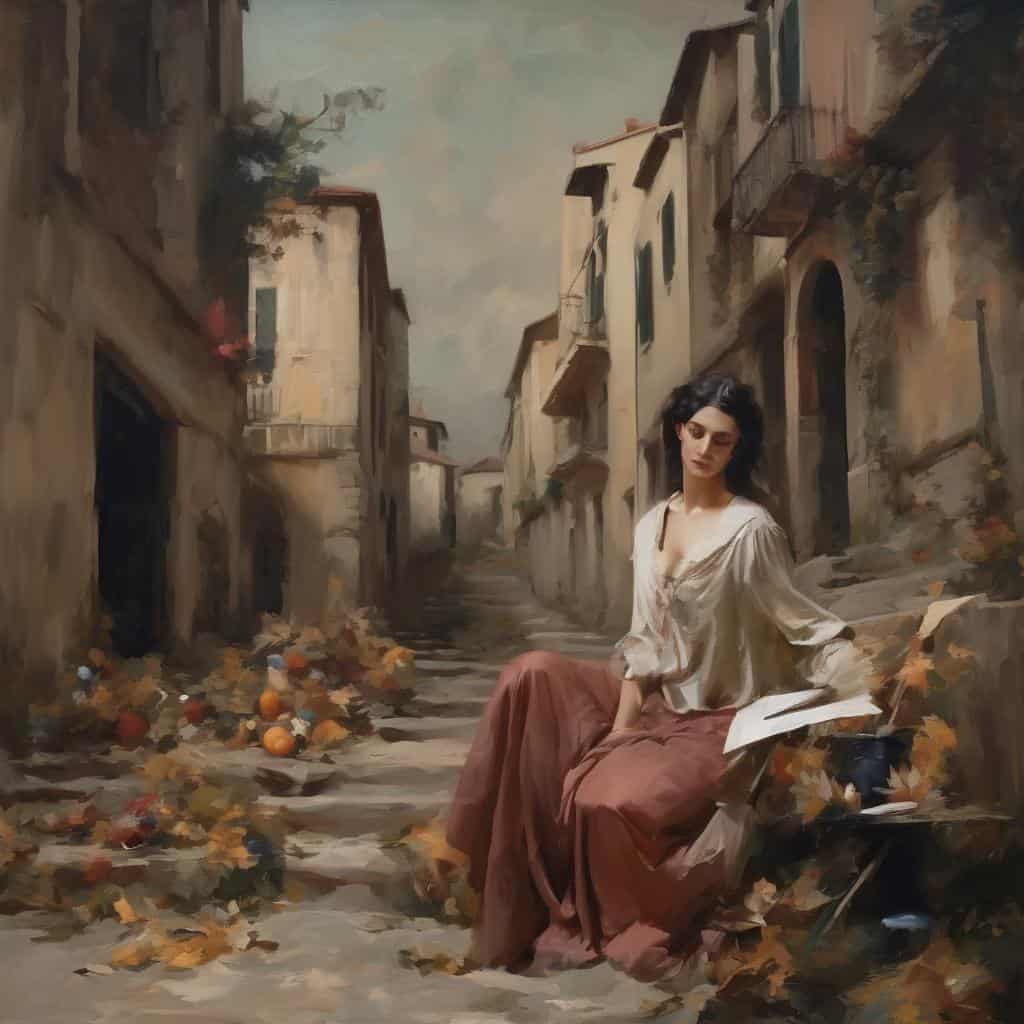 Ακρίβεια και αισθητική στην τέχνη και την πολιτική, σε πίνακα ζωγραφικής με γυναίκα σε άποψη δρόμου.